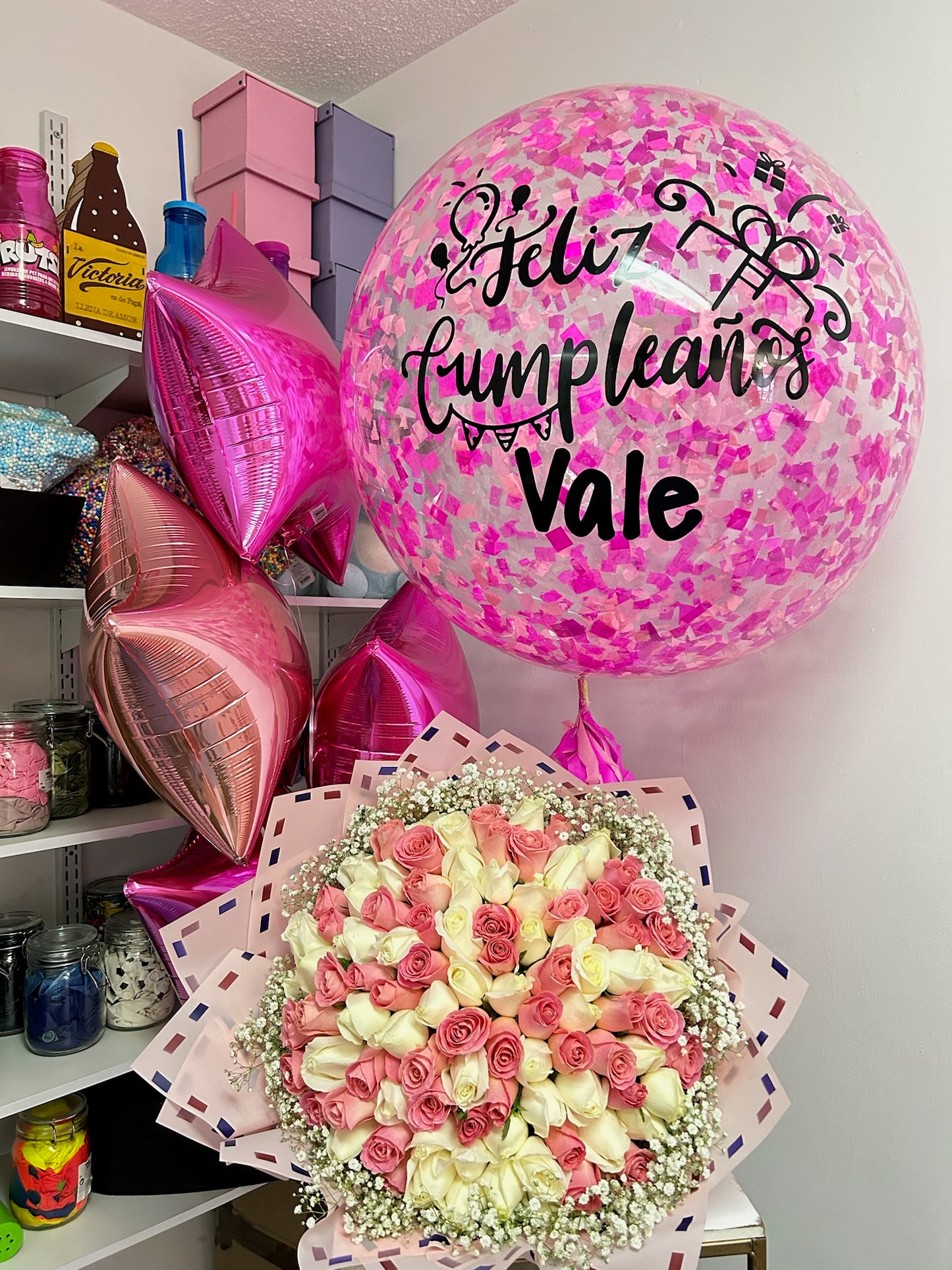 Ramo 50 Rosas+Burbuja Personalizada