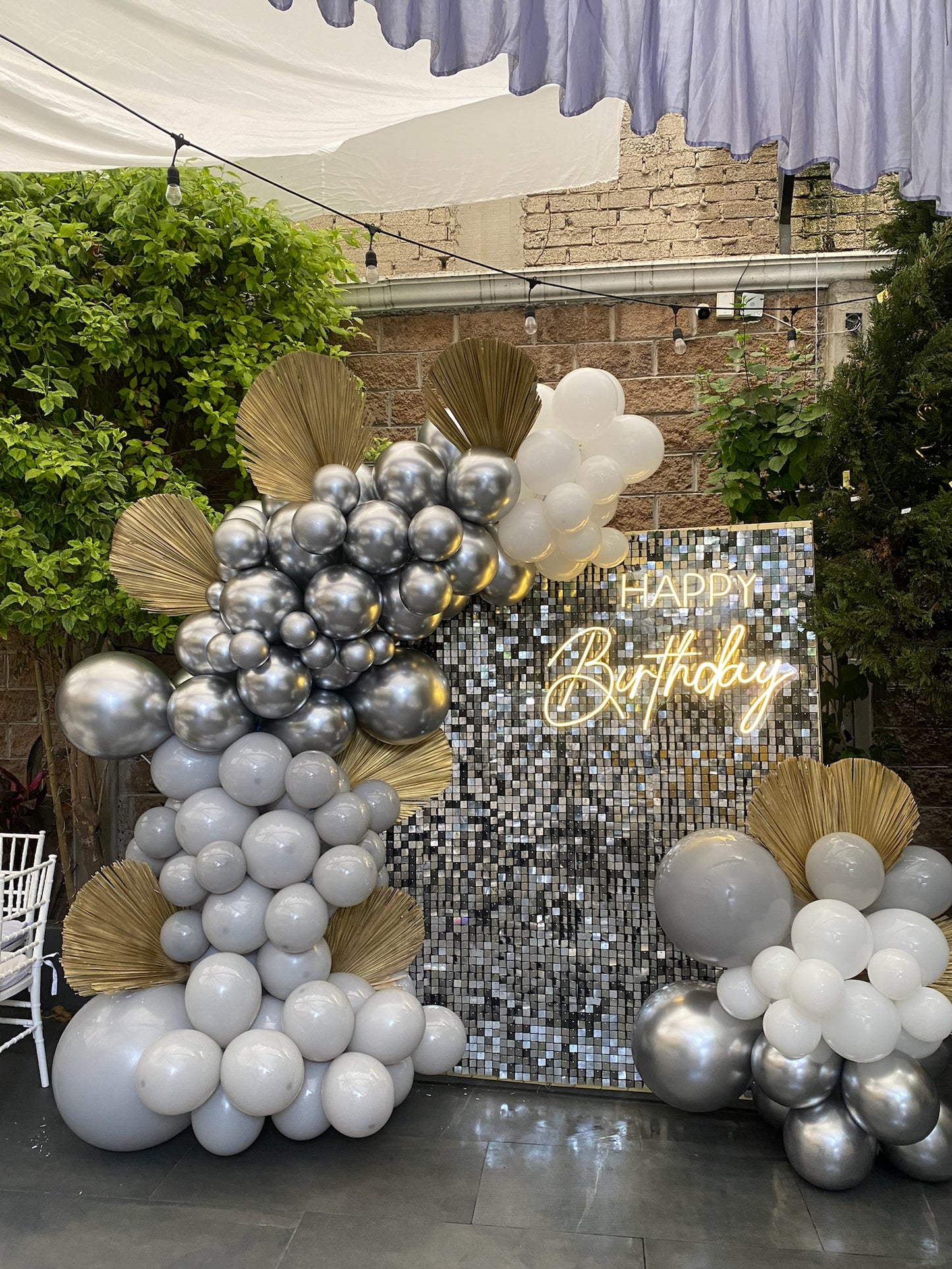 SHIMMER WALL+GUIRNALDA PLATA Y BLANCO