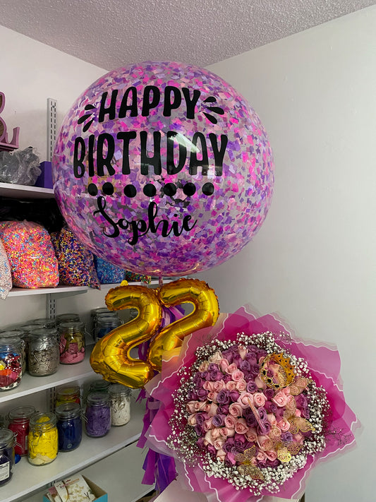 Ramo 100 Rosas Rosas Tricolor+Burbuja Personalizada