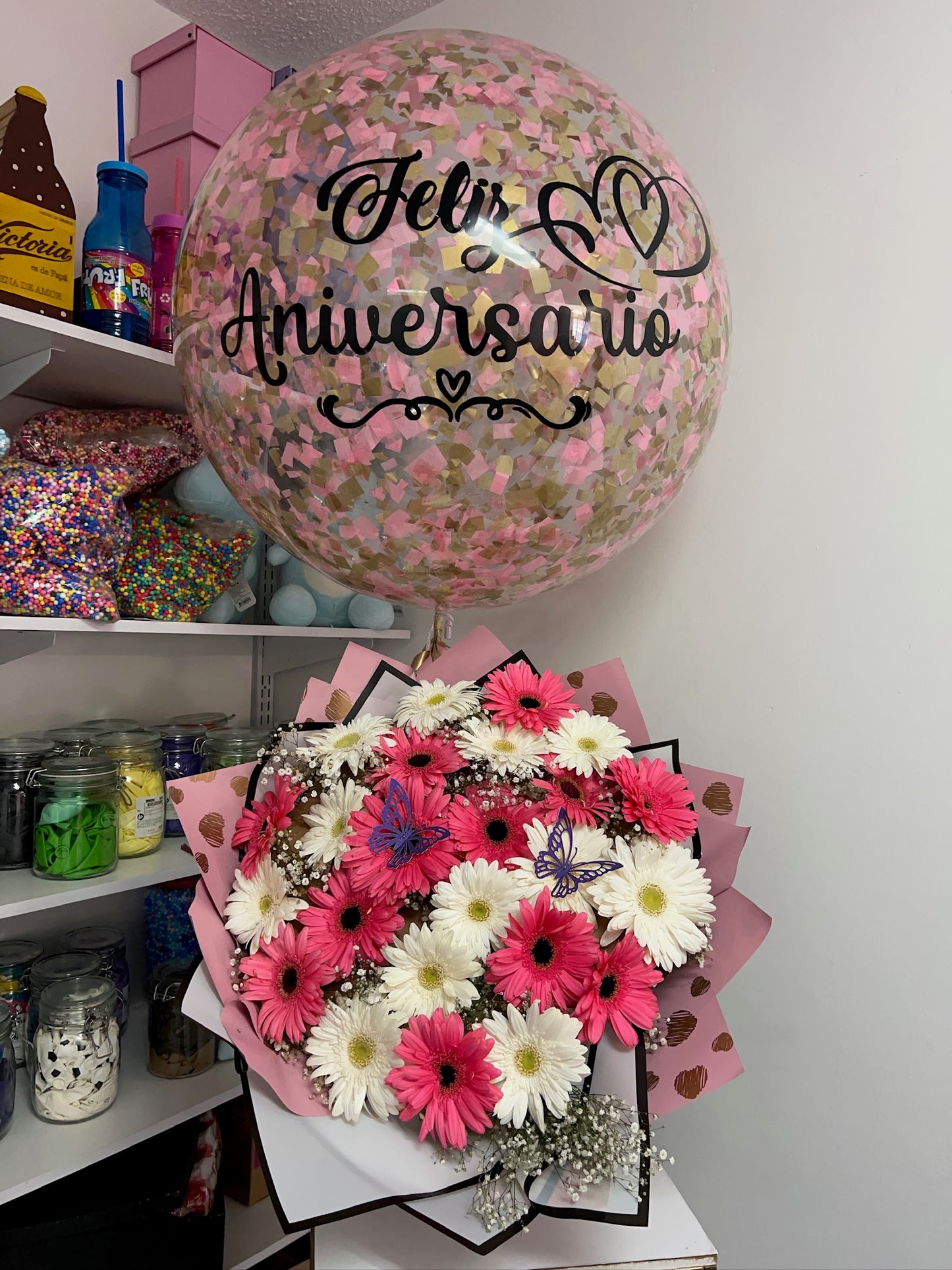 Ramo Gerberas+Burbuja Papelitos
