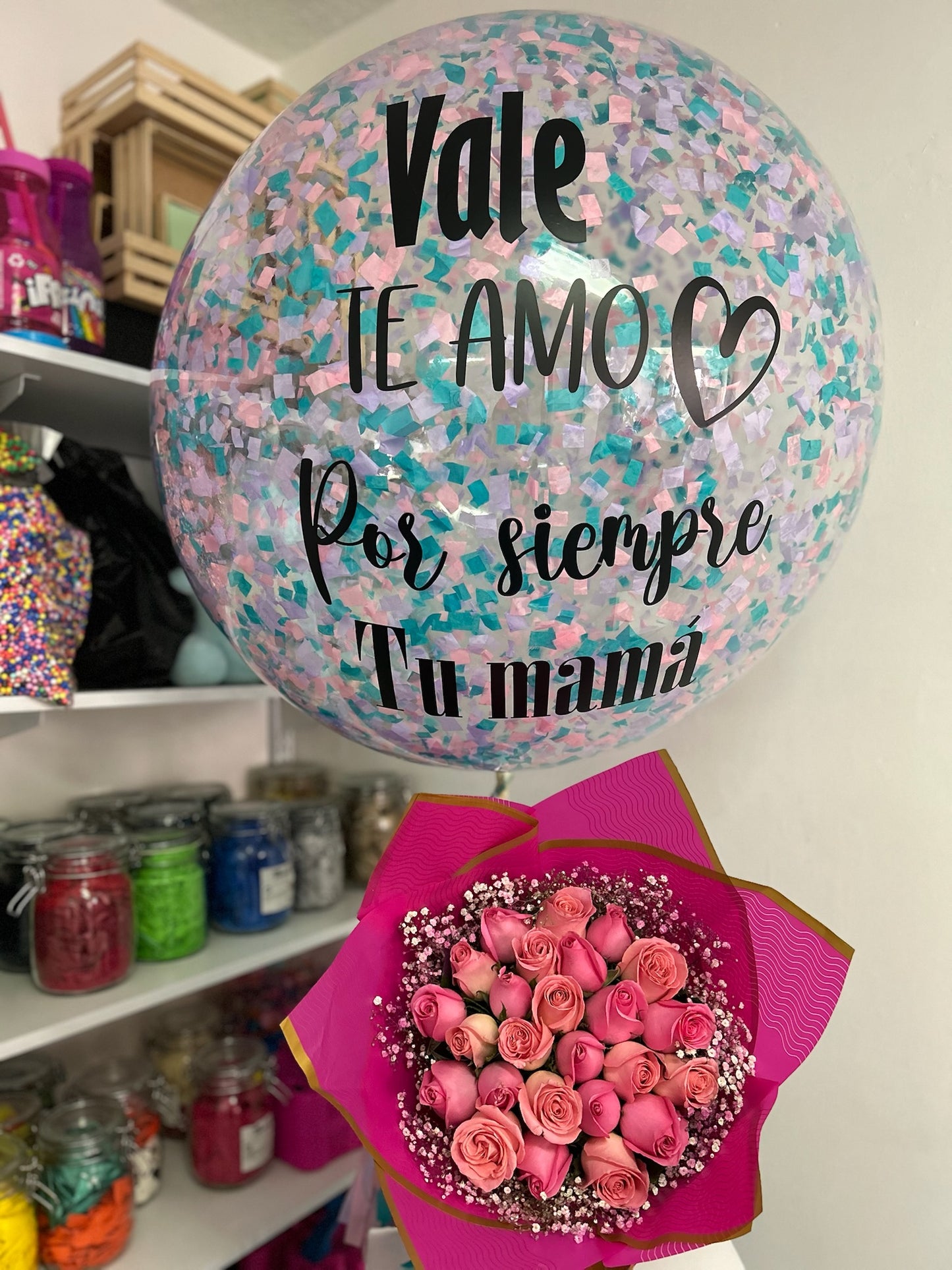 Ramo 25 Rosas+Burbuja Personalizada
