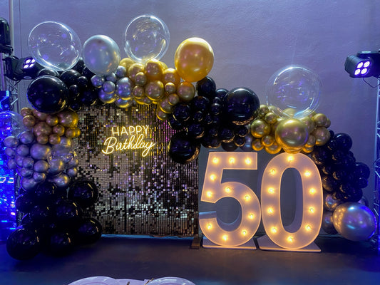 BACKDROP SHIMMER+NUMERO ORO Y NEGRO